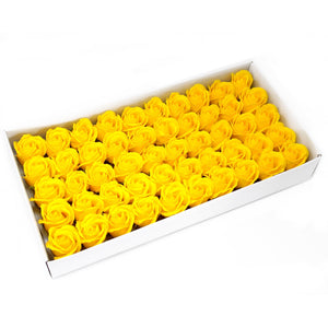 10 x Craft Soap Flowers - Med Rose - Yellow - CSFH