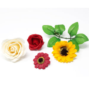 10 x Craft Soap Flowers - Med Rose - Yellow - CSFH