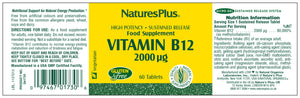 Nature's Plus Vitamin B12 2000ug 60's