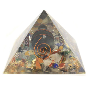med orgonite pyramid 60mm gemchips copper turtle