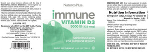 Nature's Plus Immune Vitamin D3 5000iu 60’s
