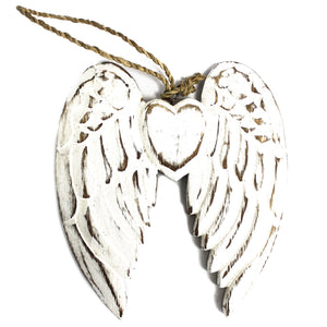 hand crafted small double angel wing heart 15cm