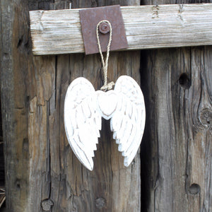 hand crafted small double angel wing heart 15cm