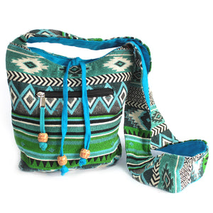 jacquard bag teal sling bag
