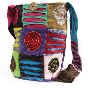 ethnic sling bag purple spiral