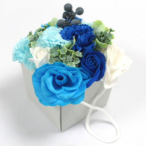soap flower bouquet blue wedding