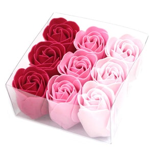 set of 9 soap flowers pink roses