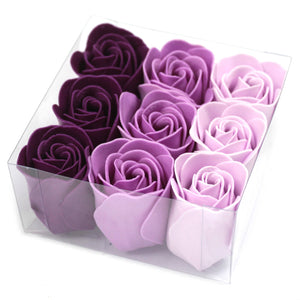 set of 9 soap flower lavender roses