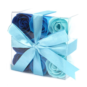 set of 9 soap flowers blue wedding roses