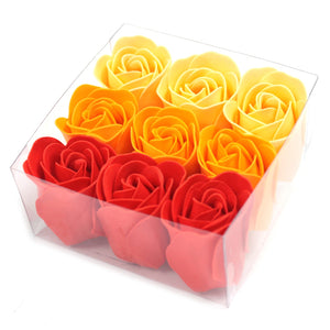 set of 9 soap flower box peach roses