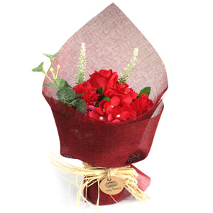 standing soap flower bouquet red