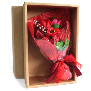 boxed hand soap flower bouquet red