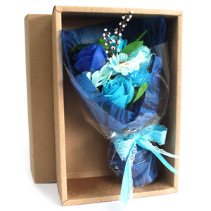 boxed hand soap flower bouquet blue