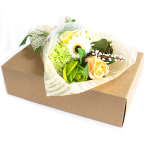 boxed hand soap flower bouquet greens