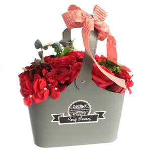 basket soap flower bouquet red