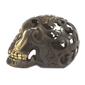 vintage brass skull med