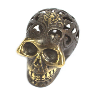vintage brass skull med