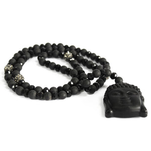 buddha black stone gemstone necklace