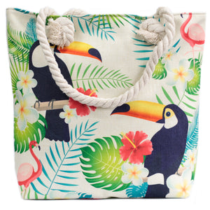 rope handle bag tropical toucan
