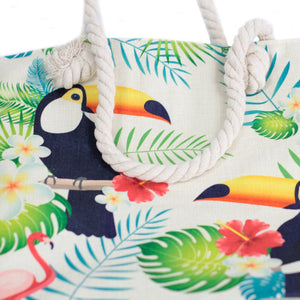 rope handle bag tropical toucan