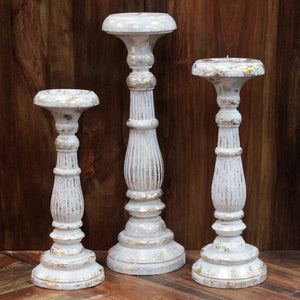 large candle stand white gold