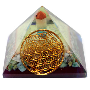 lrg organite pyramid 80mm flower of life symbol