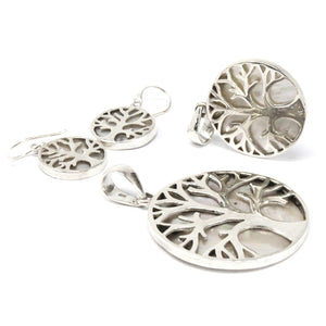 tree of life silver earrings 15mm mother of pearl