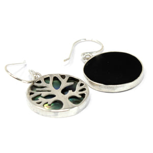 tree of life silver earrings 15mm abalone