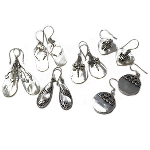 shell silver earrings sea turtle mop