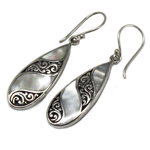 shell silver earrings teardrop mop