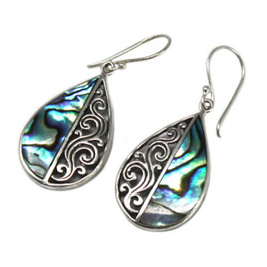 shell silver earrings teardrop abalone