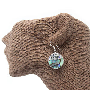shell silver earrings classic disc abalone