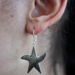 silver earrings star fish