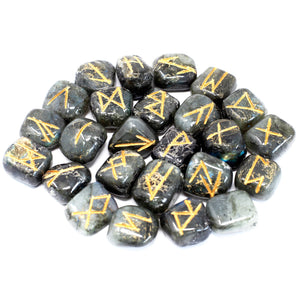 runes stone set in pouch labradorite