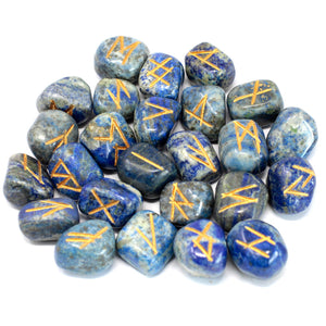 runes stone set in pouch lapis