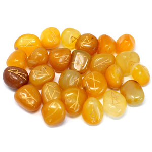 runes stone set in pouch yellow onyx