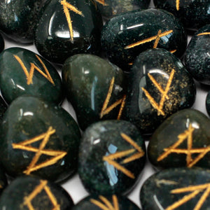 runes stone set in pouch bloodstone