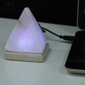quality usb pyramid white salt lamp 9 cm multi