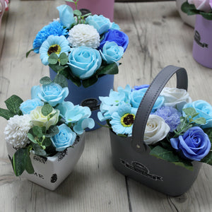 bouquet petite basket soothing blues