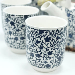 herbal teapot set blue pattern