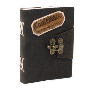leather black confessions with lock notebook 7x5
