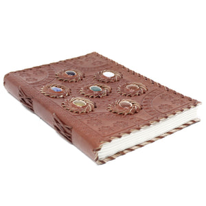 leather chakra stone notebook 6x9