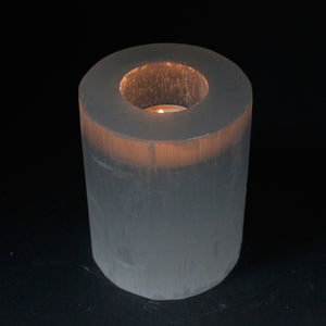 selenite cylinder candle holder 10 cm