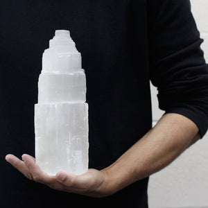 natural selenite tower lamp 25 cm