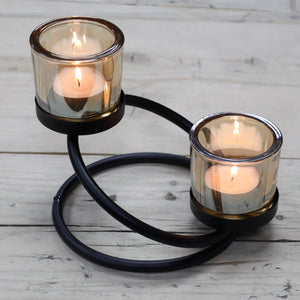 centrepiece iron votive candle holder 2 cup double step
