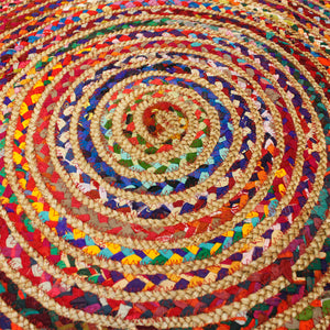 round jute and recycled cotton rug 120 cm