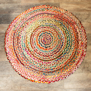 round jute and recycled cotton rug 120 cm