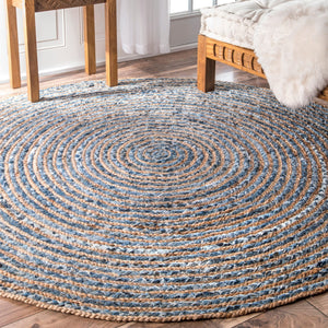 round jute and recycle denim rug 120 cm