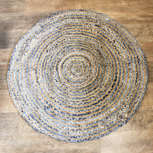 round jute and recycle denim rug 120 cm
