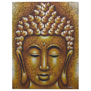 buddha painting gold brocade detail